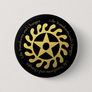 Sese WoSoban Life Change Symbol in Faux Gold Foil 6 Cm Round Badge