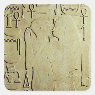 Sesostris I  being Embraced by the God Ptah Square Sticker