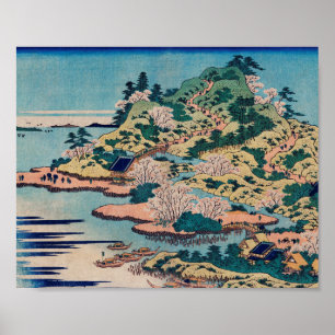 Sesshu Ajigawaguchi Tenposan by Katsushika Hokusai Poster