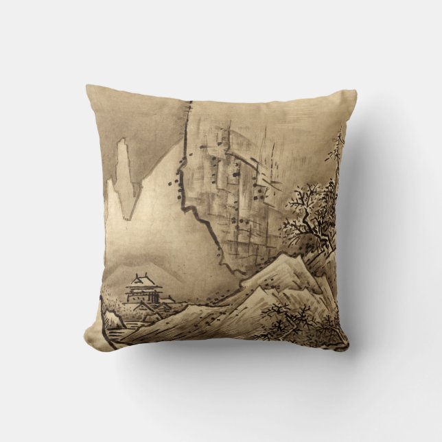 Sesshu Toyo Landscape of Four Seasons - Fall Cushion (Front)