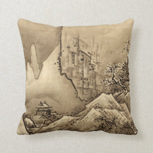 Sesshu Toyo Landscape of Four Seasons - Fall Cushion