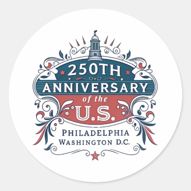 SESTERCENTENNIAL CLASSIC ROUND STICKER (Front)