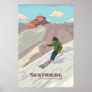Sestriere Ski Resort Travel Poster