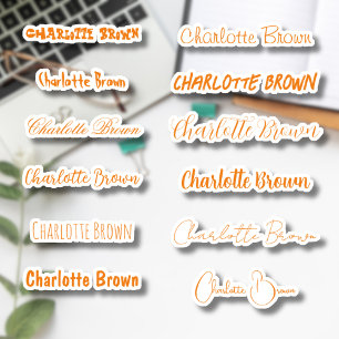 Set 12   Transparent Custom Stylish Orange Name 