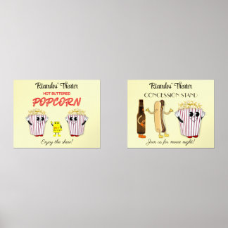 Set 14 x 11 Art Prints Movie Theatre Concession 