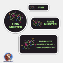 Set - 24 Name Stickers Game Controller |