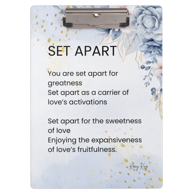 Set Apart Empowerment Poem Poetry  Clipboard (Front)