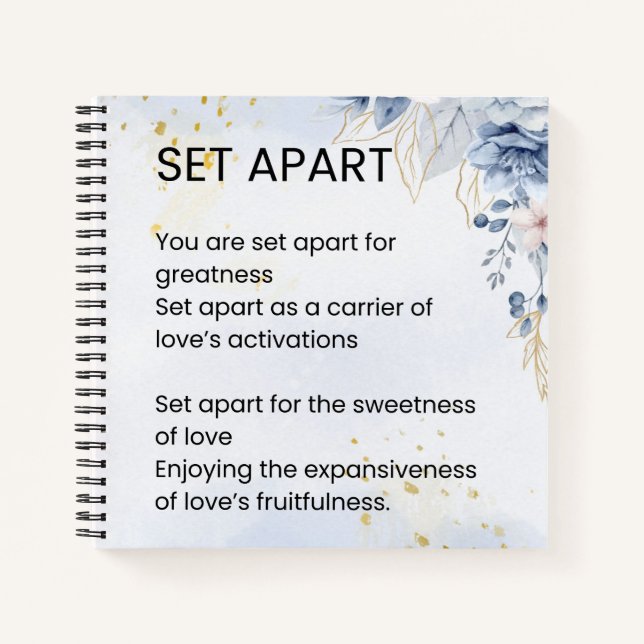 Set Apart Empowerment Poem Poetry  Notebook (Front)