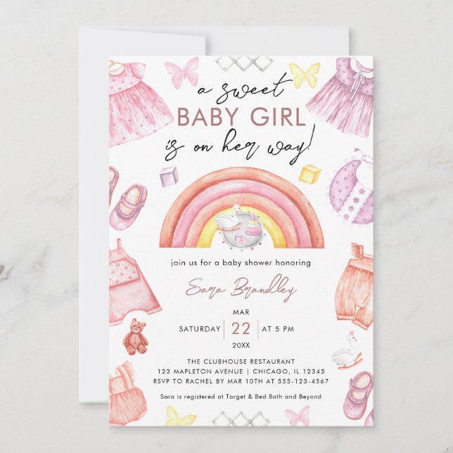 Set Baby Girl Clothes  Girl Baby Shower Invitation (Front)