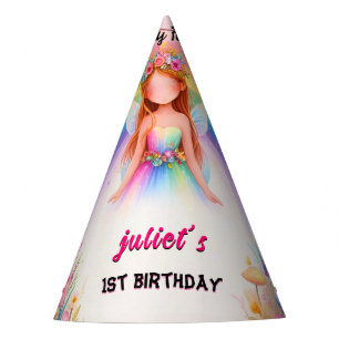 set cute Floral Pink girl fairy first 1st birthday Party Hat