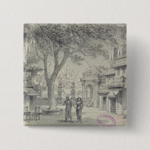 Set Design for Act II of the opera 'Lakme' 15 Cm Square Badge