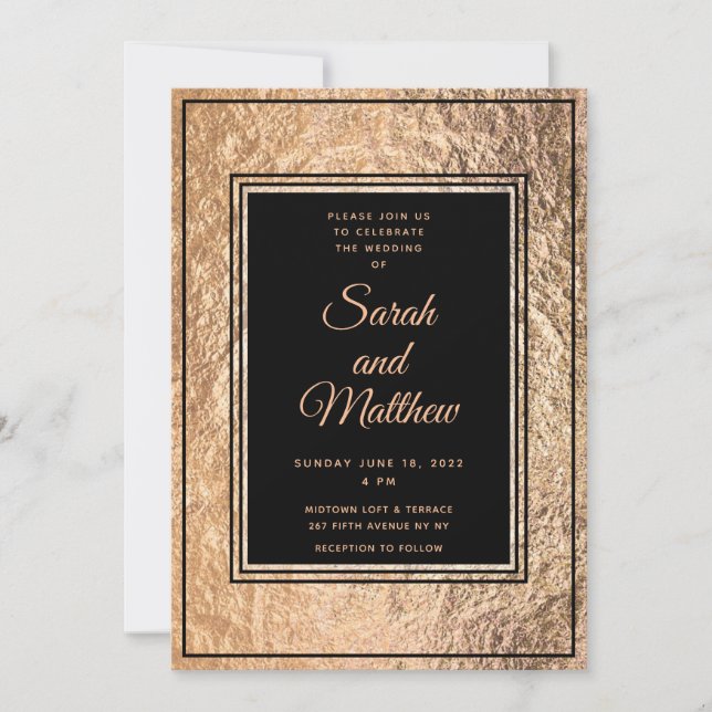 Set In Copper Gold Wedding Invitation Suite (Front)