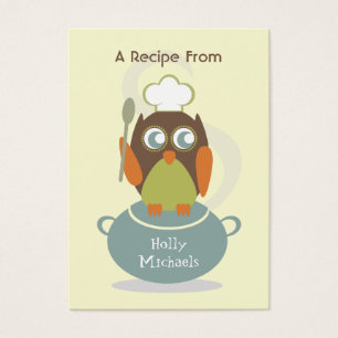 Set Of 100 Recipe Cards - Owl With Chef's Hat