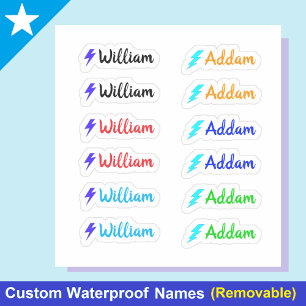 (Set of 12) Minimal Colourful Whimsical Name Label