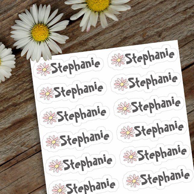 Set of 12 Small Whimsical Daisy Name Labels (Whimsical daisy name stickers🌼🌼)