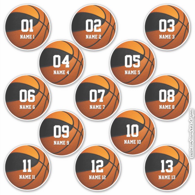 set of 13 black orange team colours basketball (Front)