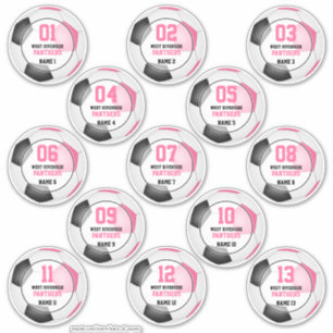 Set of 13 girls pink black soccer team spirit