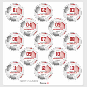 Set of 13 kids red grey soccer team colours