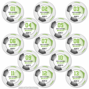 Set of 13 lime green black soccer team spirit