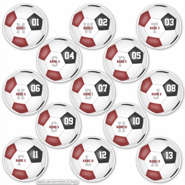 set of 13 maroon black soccer team kids party   (Front)