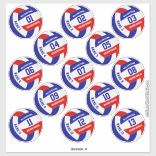 Set of 13 red white blue team colours volleyball