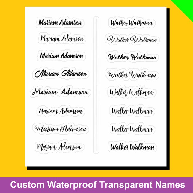 (Set of 16) Transparent Simple Name Stickers (Transparent Simple Name Stickers)