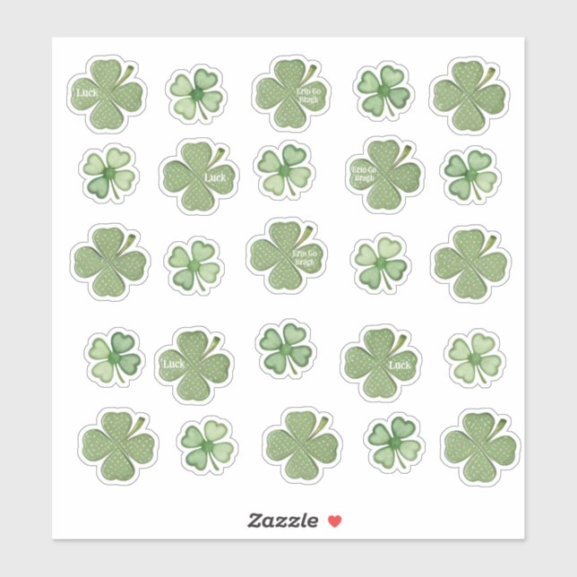 Set of 25 Spotted Shamrock Vinyl Stickers (Sheet)