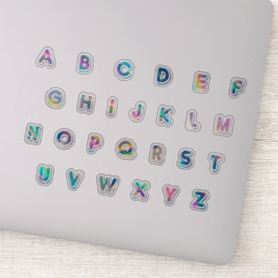 Set of 27 alphabet holographic stickers