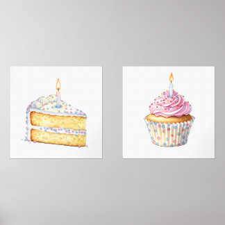 Set of 2 Birthday Desserts Prints