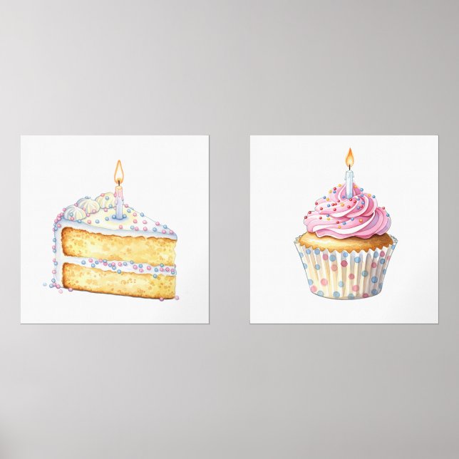 Set of 2 Birthday Desserts Prints  (Front)