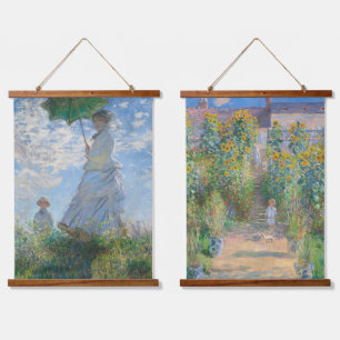 Set of 2 Famous Old Claude Monet Paintings Wall Hanging Tapestry