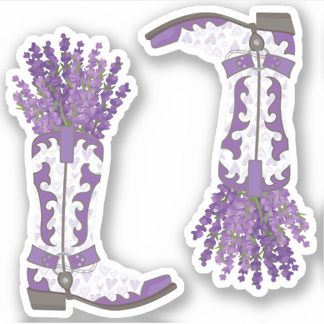 Set of 2 Lavender Cowboy Boot Custom Cut (Front)