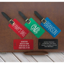 Set of 2 Monogrammed and Name Luggage Tags