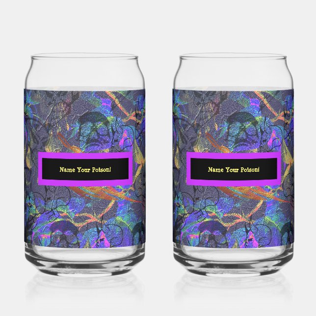 Set of  2 Name Your Poison Can Glass (Front)