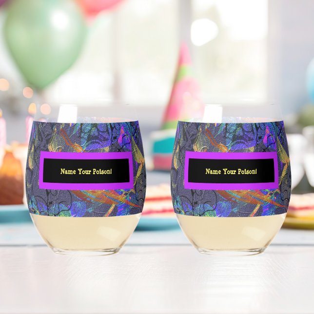 Set of 2 Name Your Poison Stemless Wine Glass (Insitu (Birthday))