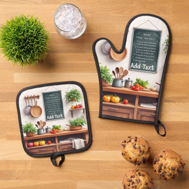 Set of 2 Oven Mitt & Potholder | Personalise Gift (Top Down)