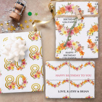 Set of 3 80th Birthday and Any Age Colourful Flora