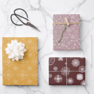Set of 3 floral patterned wrapping paper