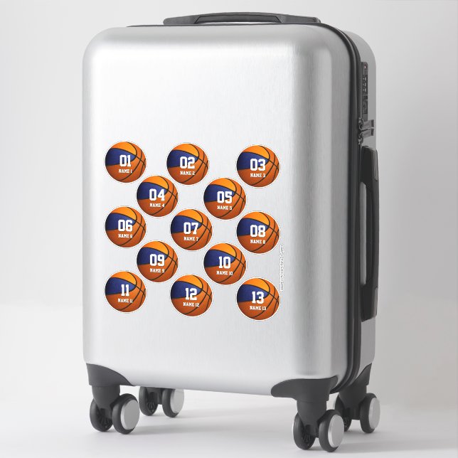 set of 3 inch blue orange basketball team colours (Suitcase)