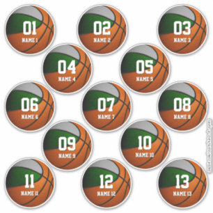 set of 3 inch green grey boys girls basketball