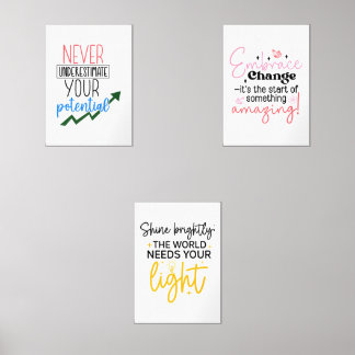 Set of 3 Inspirational Quote Prints – Motivational