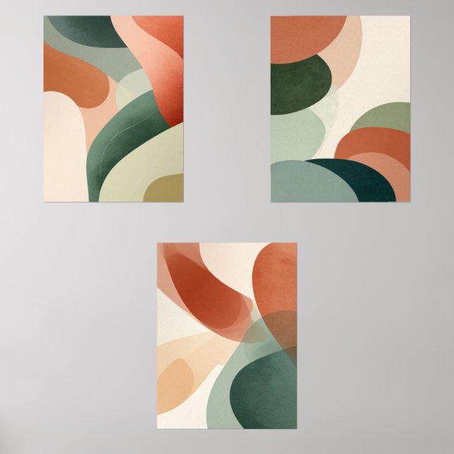 Set of 3 Modern Abstract Wall Art Prints (Front)