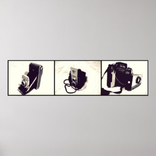 Set of 3 Old Cameras Poster