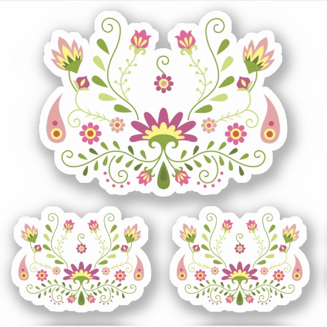 Set of 3 Pink Traditional Mexican Floral (Front)