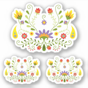 Set of 3 Purple Traditional Mexican Floral