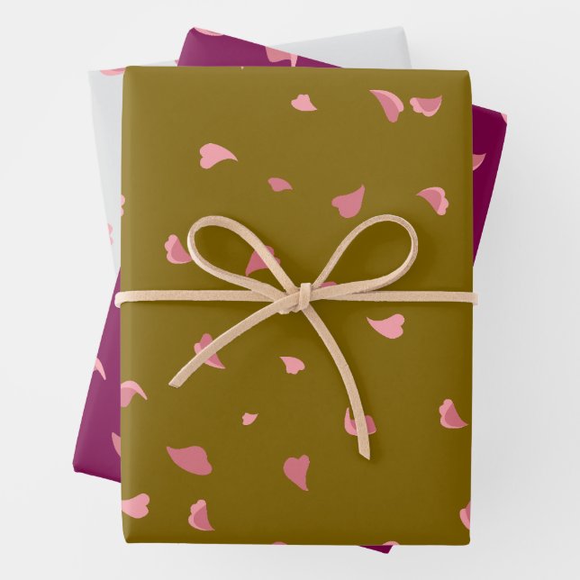 Set of 3 Romantic Gift Wrap Sheets (In situ)