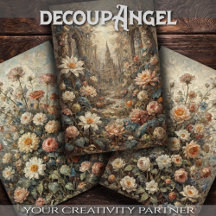 Set of 3 - Timeless Flower Beauty - Decoupage -