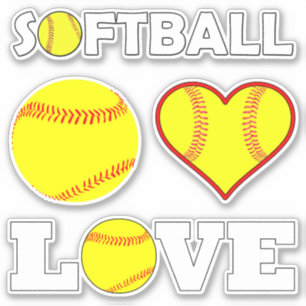 Set of 4 Fastpitch Softball Player Love Sports