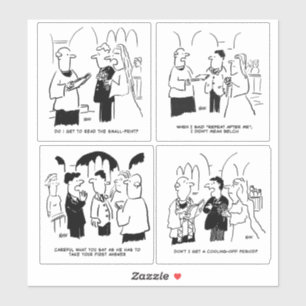 Set of 4 Funny Wedding Cartoons.