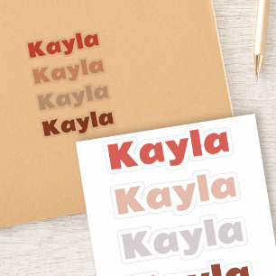 Set of 4 Trendy Coloured Name Labels Kayla Sticker